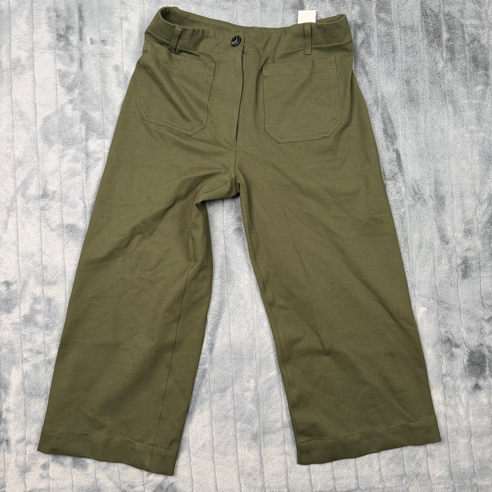 Quince Ultra-Stretch Ponte Wide Leg Crop Pants Olive Green Womens 14